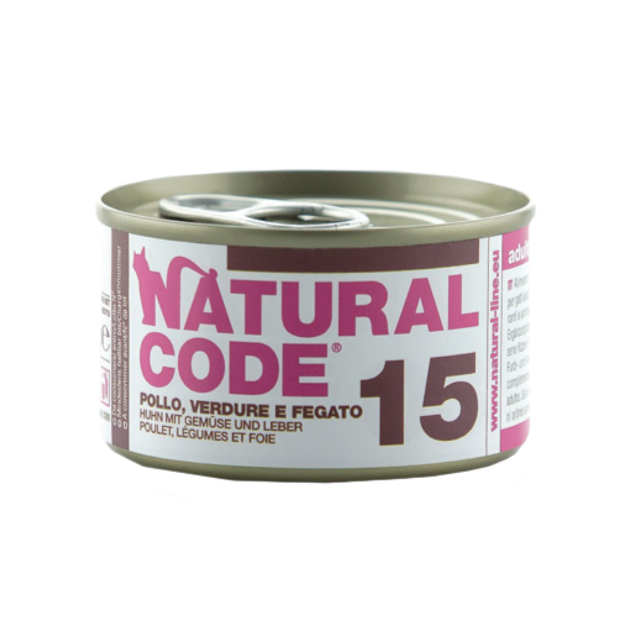 NATURAL CODE 85G - 15 POLLO, VERDURE & FEGATO