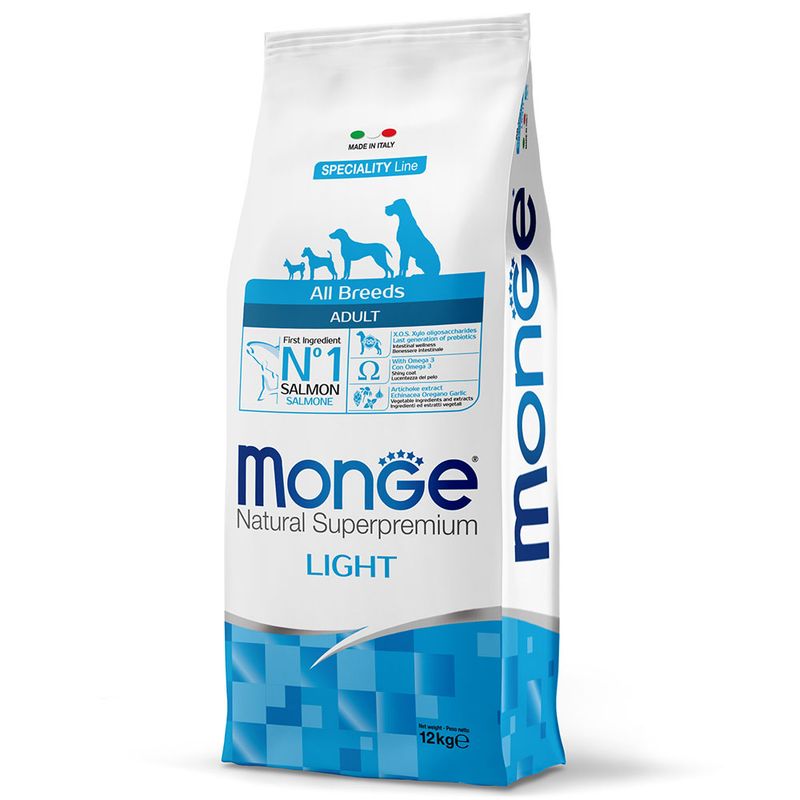 Monge Natural Superpremium Light Salmone Riso 12kg crocchette cane