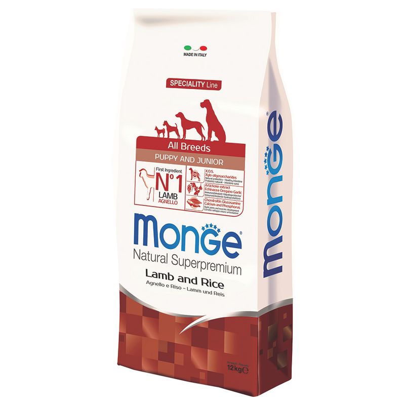 MONGE SUPERPREMIUM ALL BREEDS PUPPY AGNELLO CON RISO & PATATE 12KG