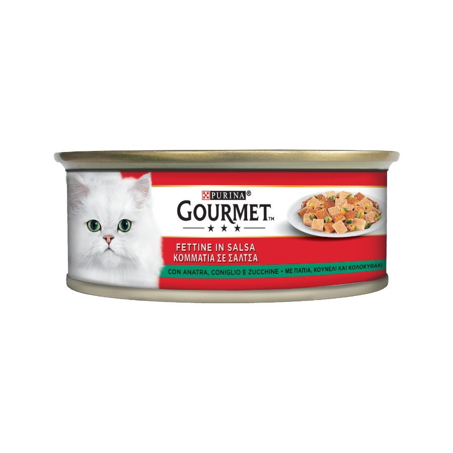 PURINA GOURMET ROSSO FETTINE 195G - ANATRA, CONIGLIO & ZUCCHINE
