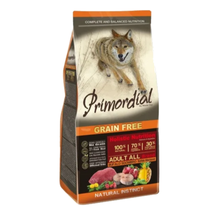 MISTER PET PRIMORDIAL GRAIN FREE ADULT 12KG - BUFALO & SGOMBRO