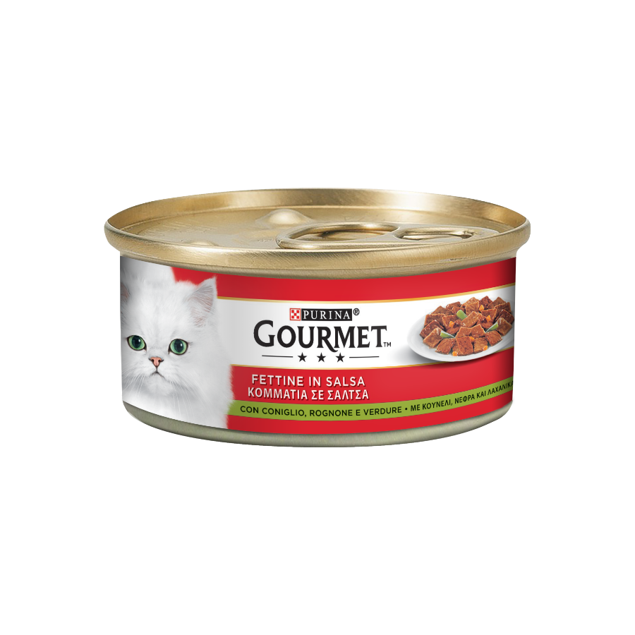 PURINA GOURMET ROSSO FETTINE 195G - CONIGLIO, ROGNONE & VERDURE