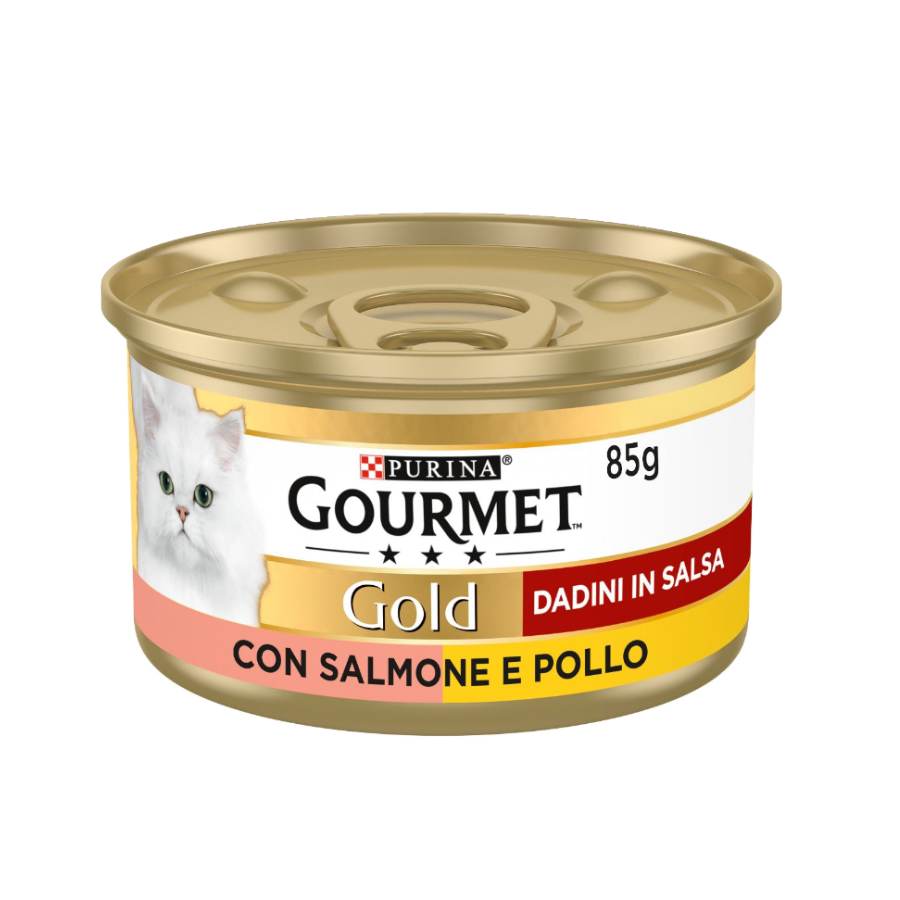 Purina Gourmet Gold Dadini Salmone Pollo 85g lattina