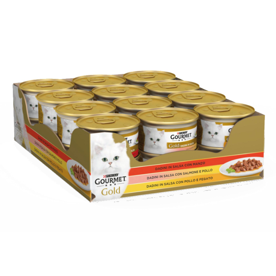 PURINA GOURMET GOLD DADINI 85G - MANZO, SALMONE & POLLO, POLLO & FEGATO