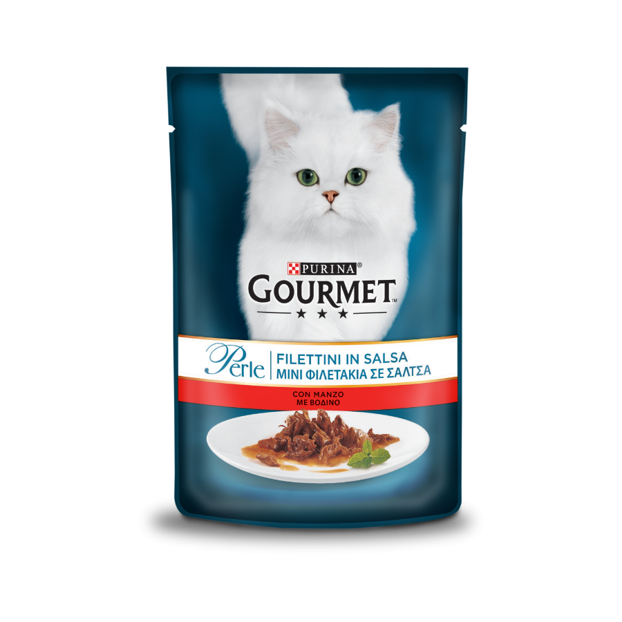 PURINA PERLE FILETTINI IN SALSA 85G - MANZO