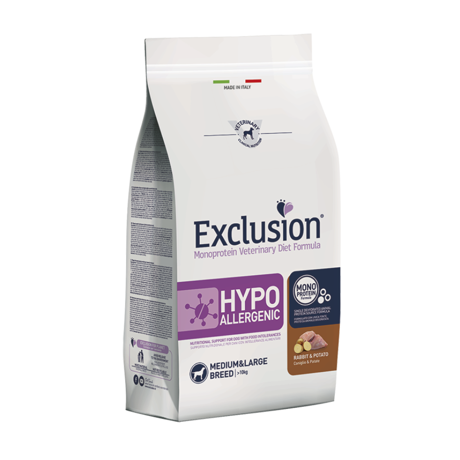 Exclusion Hypoallergenic Coniglio Patate 2kg crocchette dietetiche per cani
