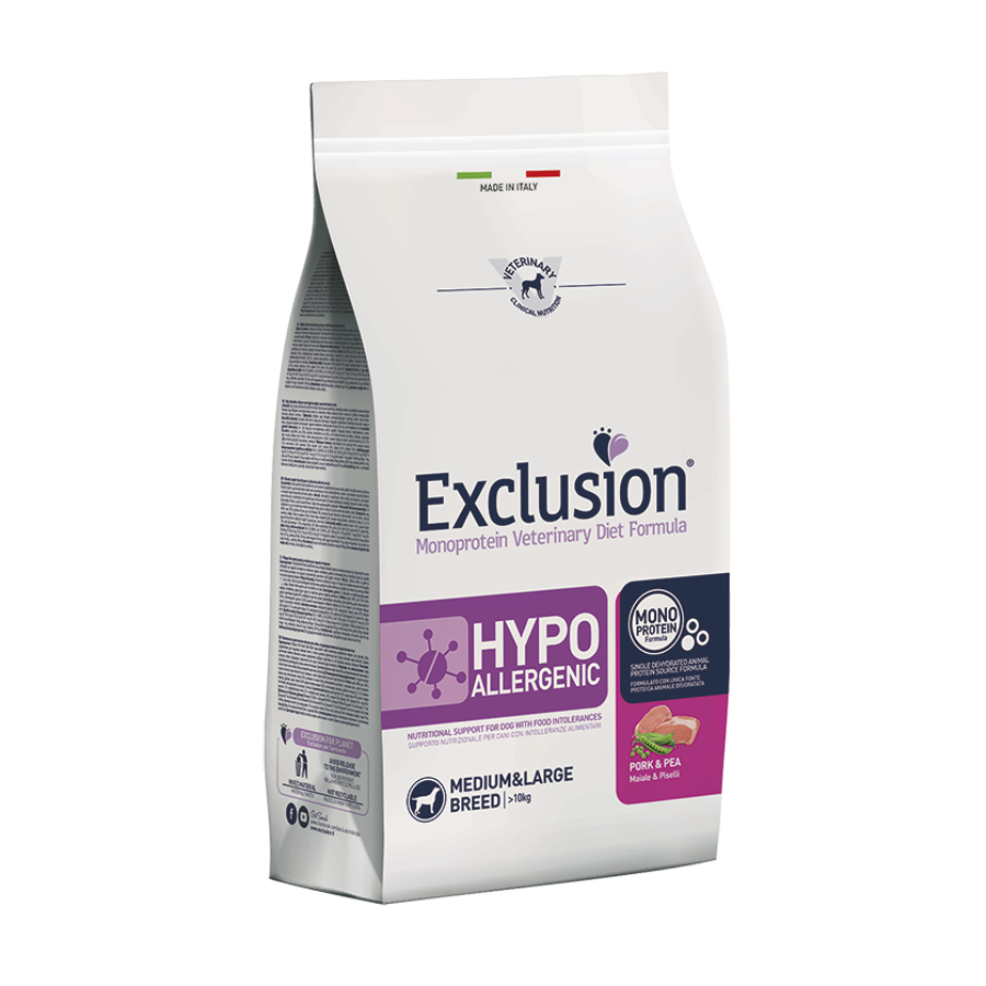 EXCLUSION HYPOALLERGENIC MAIALE &amp; PISELLI - 12KG