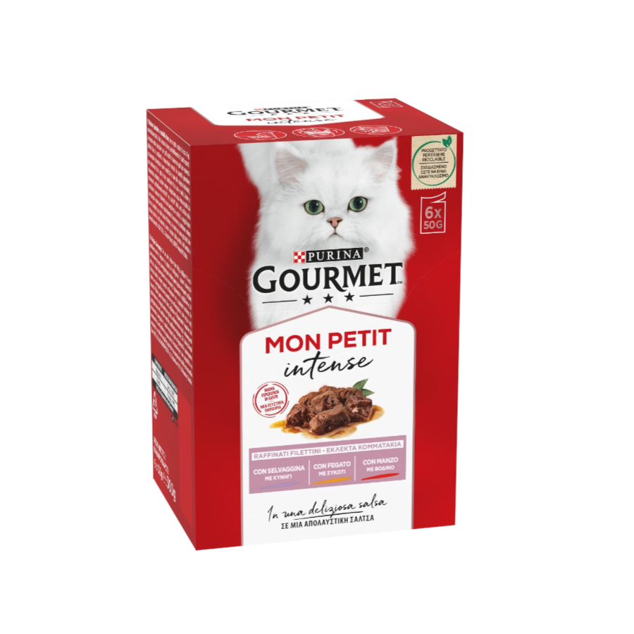 Purina Gourmet Mon Petit 6 bustine 50g manzo fegato selvaggina gatto