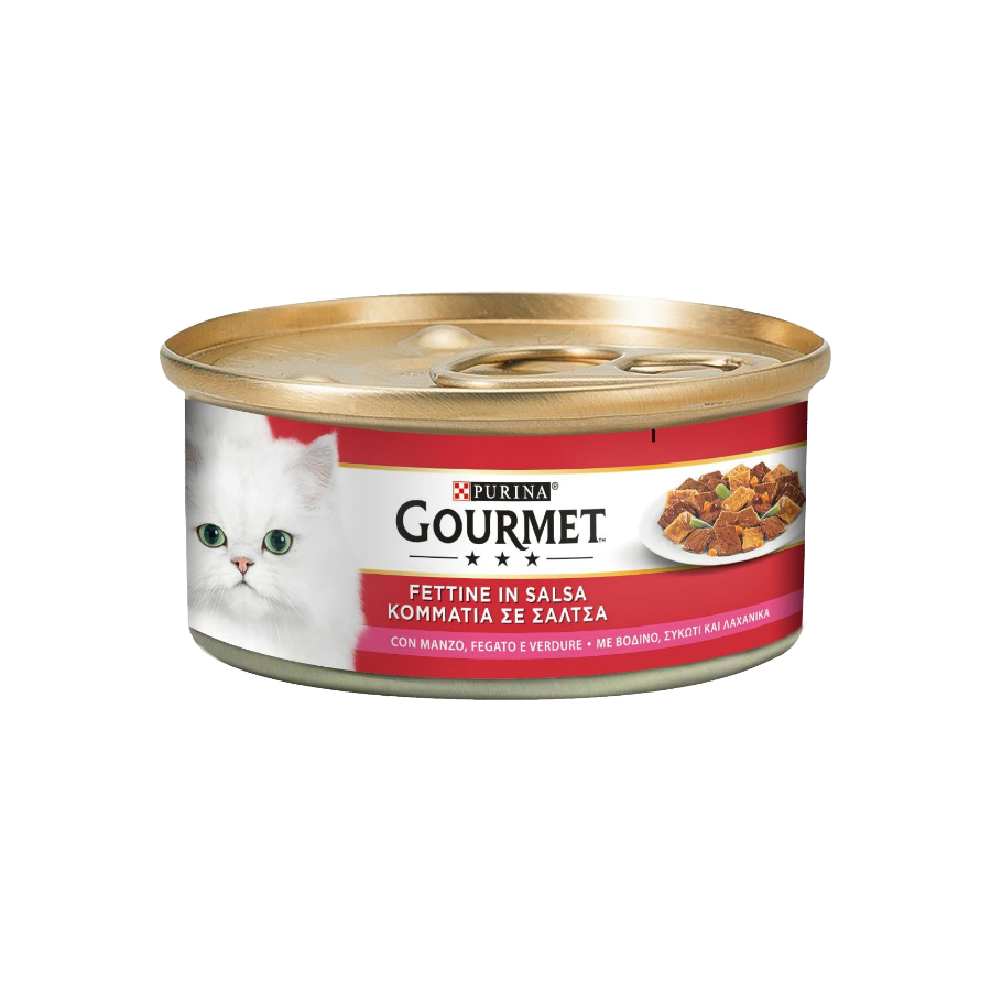 PURINA GOURMET ROSSO FETTINE 195G - MANZO, FEGATO & VERDURE
