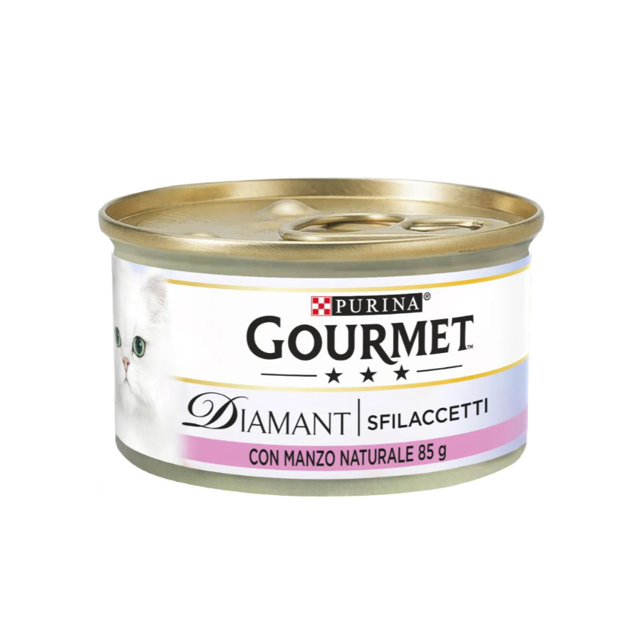 Purina Gourmet Diamant Sfilaccetti Manzo 85g lattina