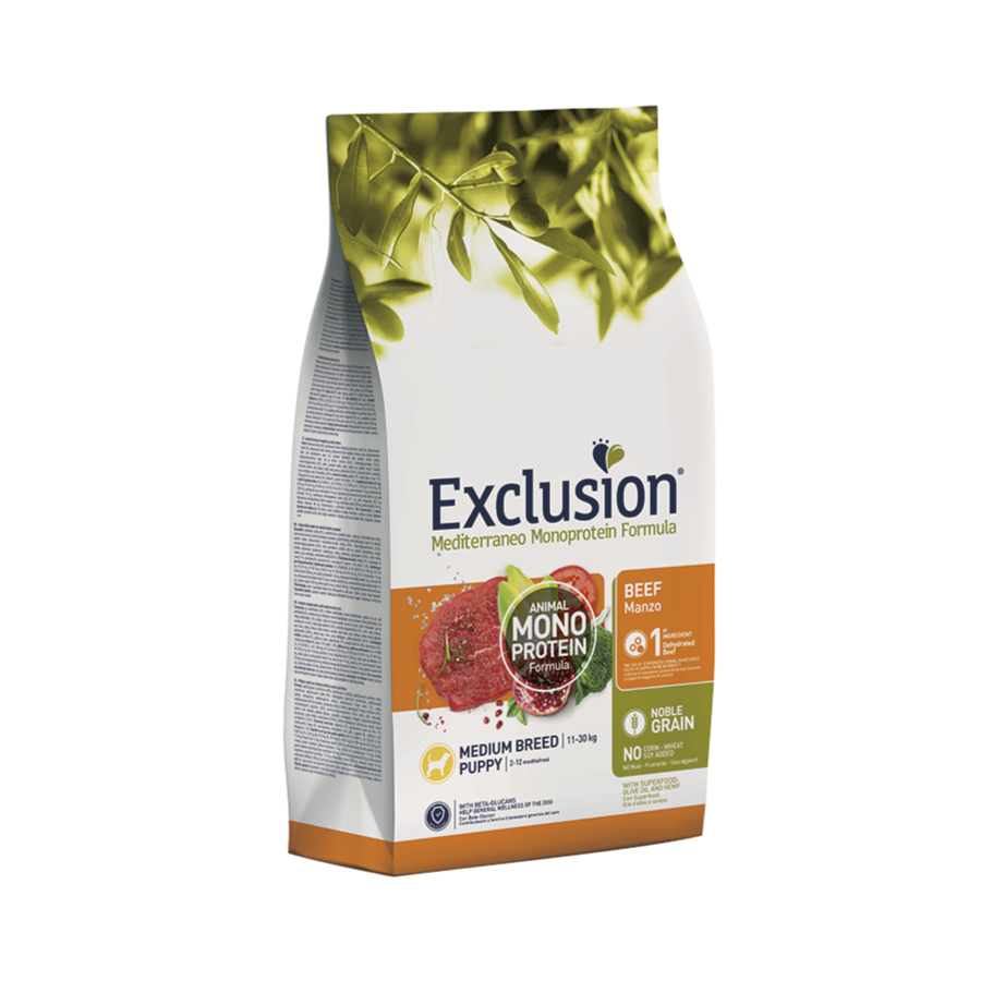 EXCLUSION MEDITERRANEO NOBLE GRAIN PUPPY - MANZO 12KG