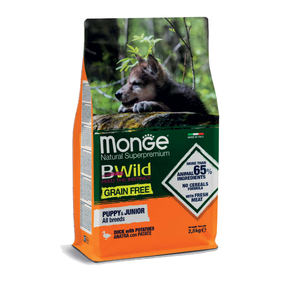 MONGE BWILD GRAIN FREE ANATRA & PATATE PUPPY - 12KG