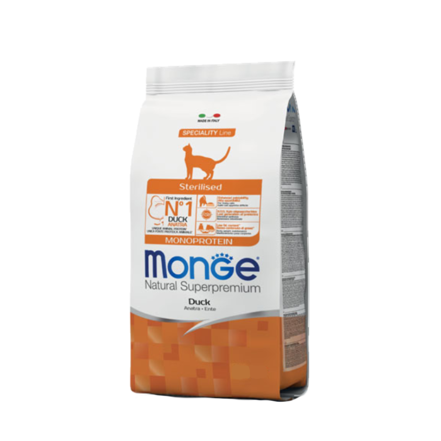 MONGE NATURAL SUPERPREMIUM ADULT STERILISED ANATRA 10KG