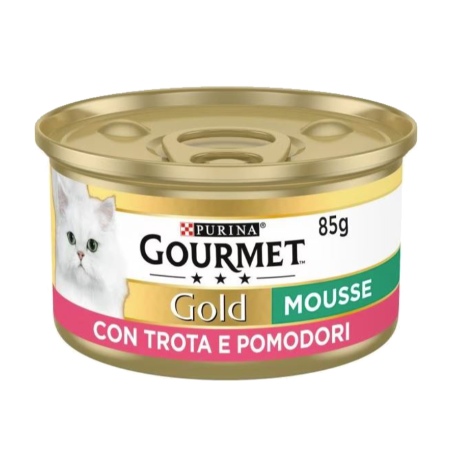 Purina Gourmet Gold Mousse Trota Pomodori 85g lattina