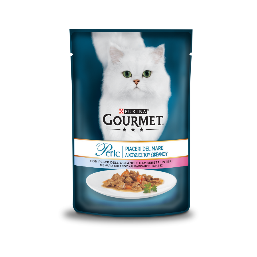 PURINA PERLE PIACERI DEL MARE CON PESCE DELL'OCEANO & GAMBERETTI 85G
