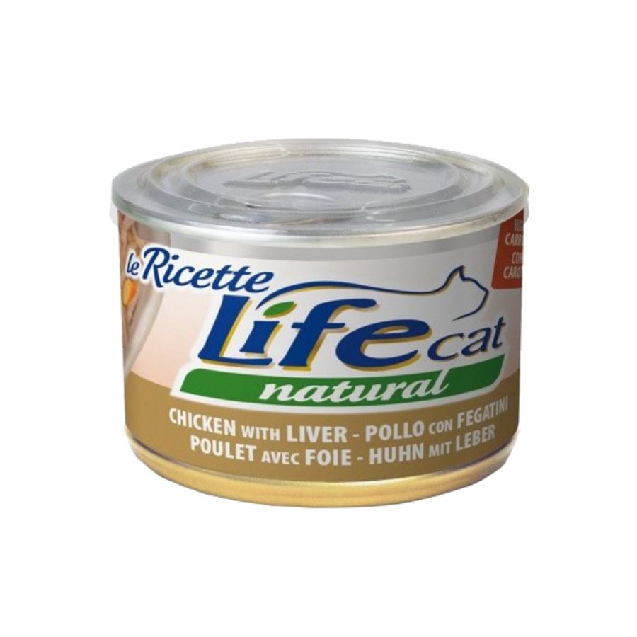Life Cat Natural Pollo Fegatini Carote 150g scatoletta per gatti