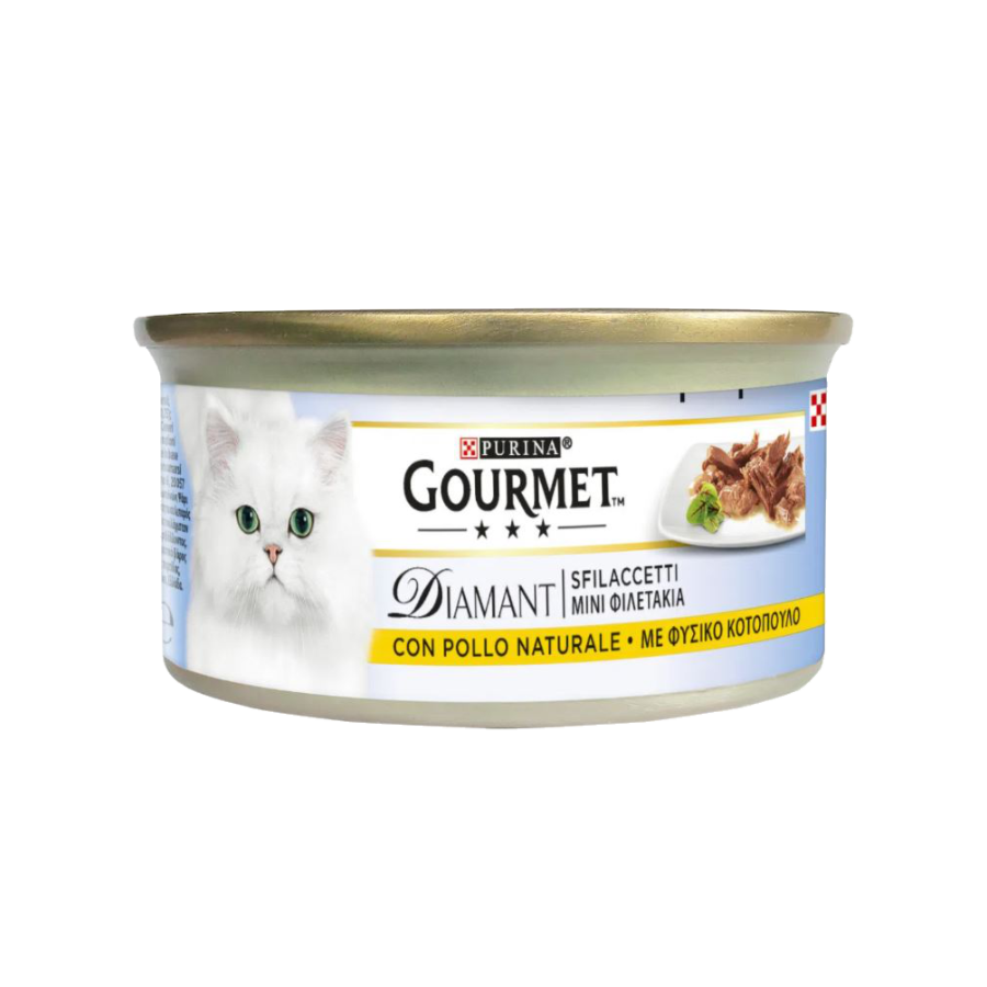 Purina Gourmet Diamant Sfilaccetti con Pollo Naturale 85g lattina