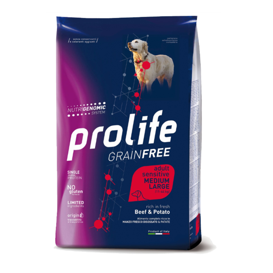 PROLIFE GRAINFREE SENSITIVE ADULT MANZO & PATATE - 10KG
