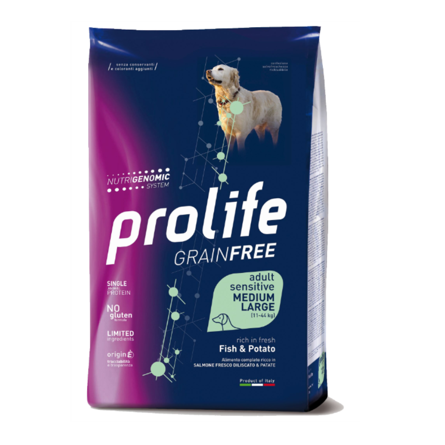 PROLIFE GRAINFREE SENSITIVE ADULT SALMONE & PATATE 10KG