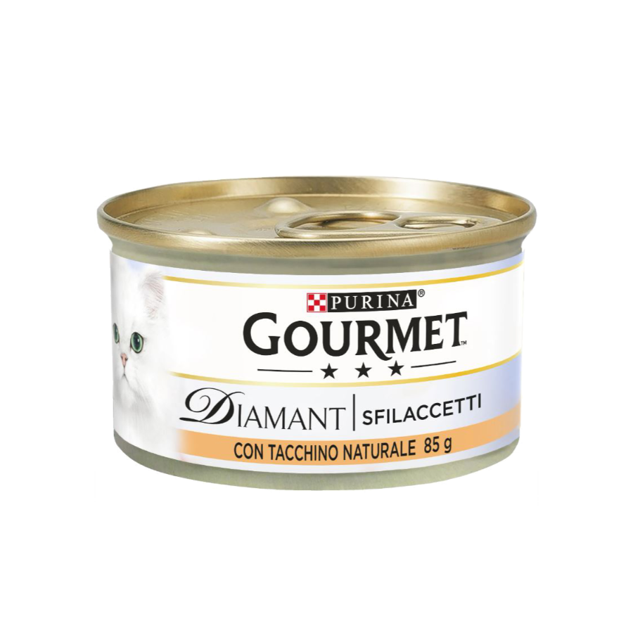 Purina Gourmet Diamant Sfilaccetti Tacchino 85g lattina