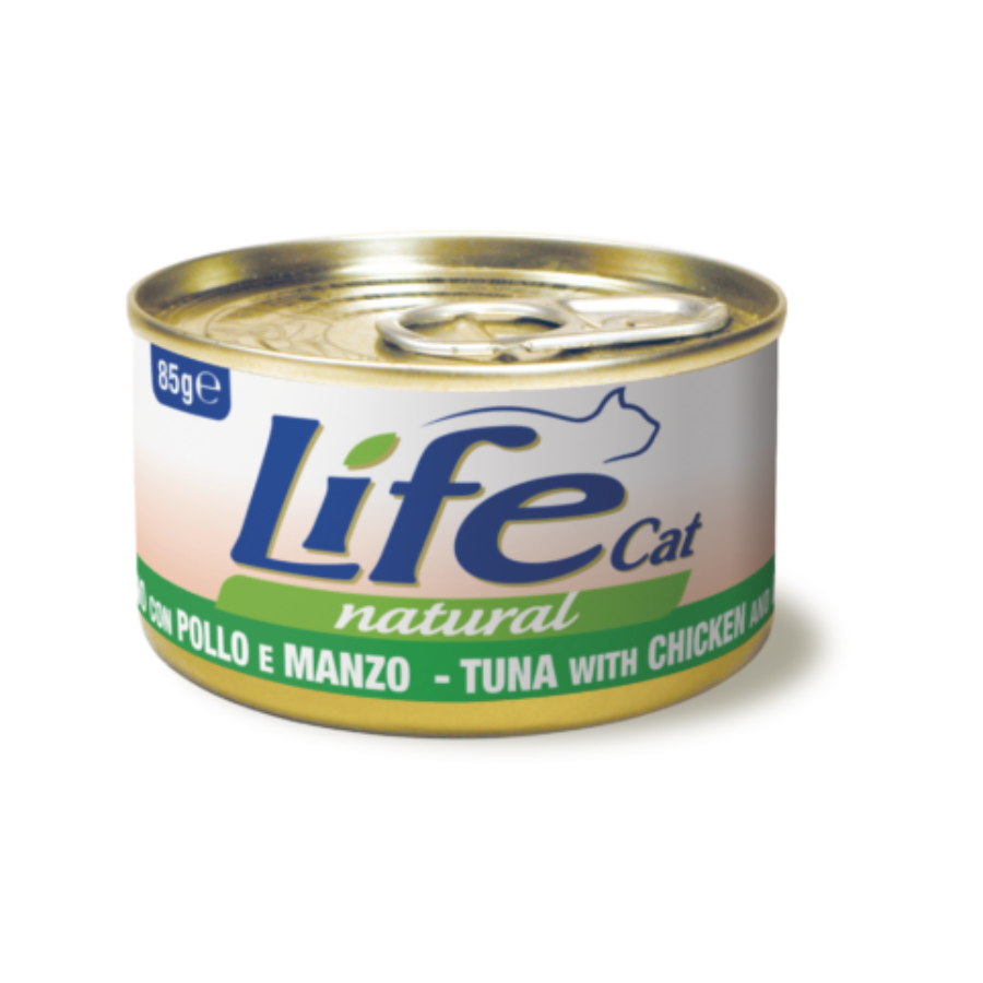 LIFE NATURAL CAT 85G - TONNO, POLLO & MANZO