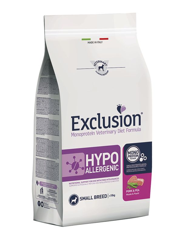 EXCLUSION HYPOALLERGENIC SMALL MAIALE &amp; PISELLI - 7KG